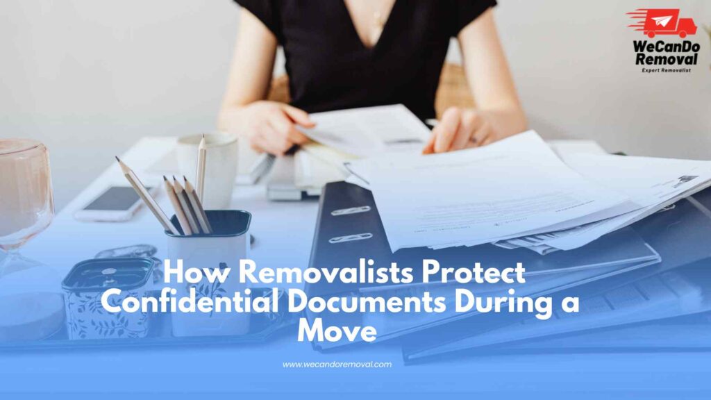 Professional movers handling confidential document moving securely.
