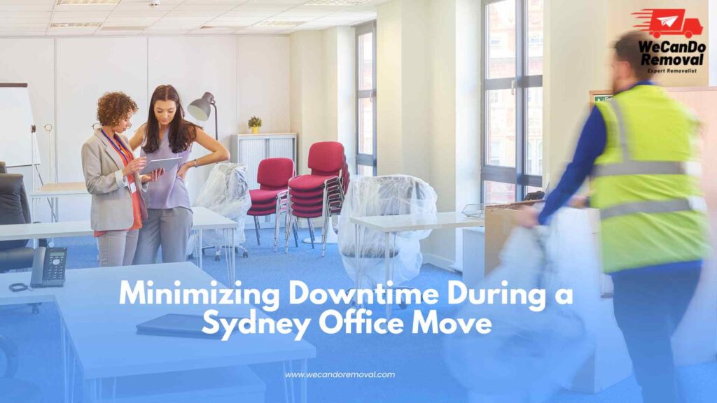 Team working efficiently to minimise office downtime during a move.