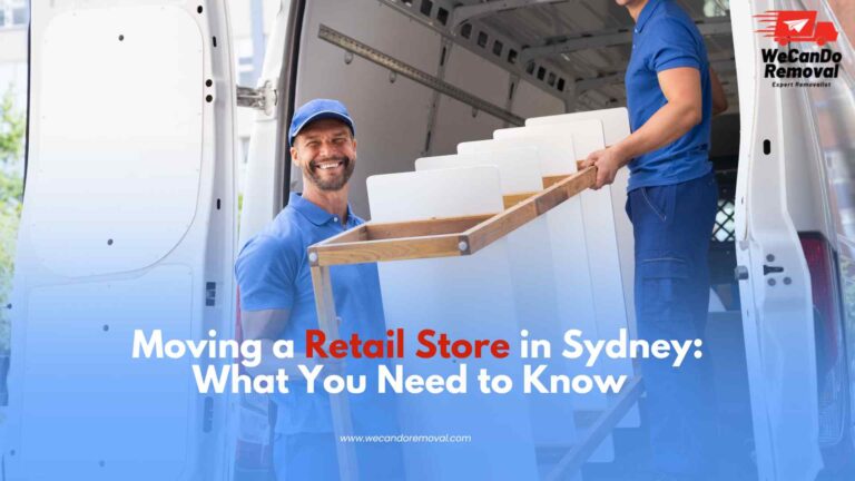 Professional movers handling retail store moving and display relocation.