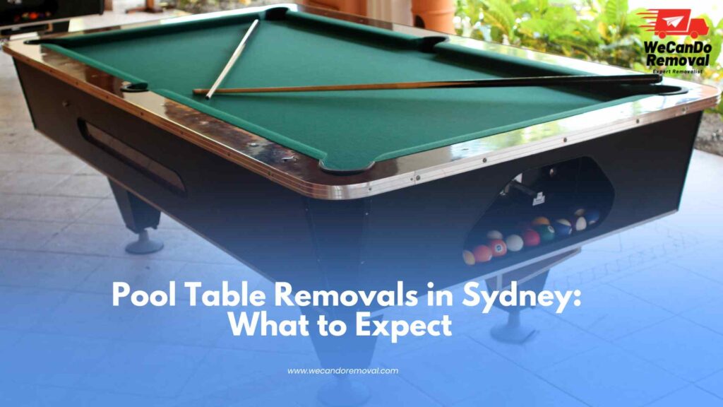 Heavy pool table removal carried out by trained movers.