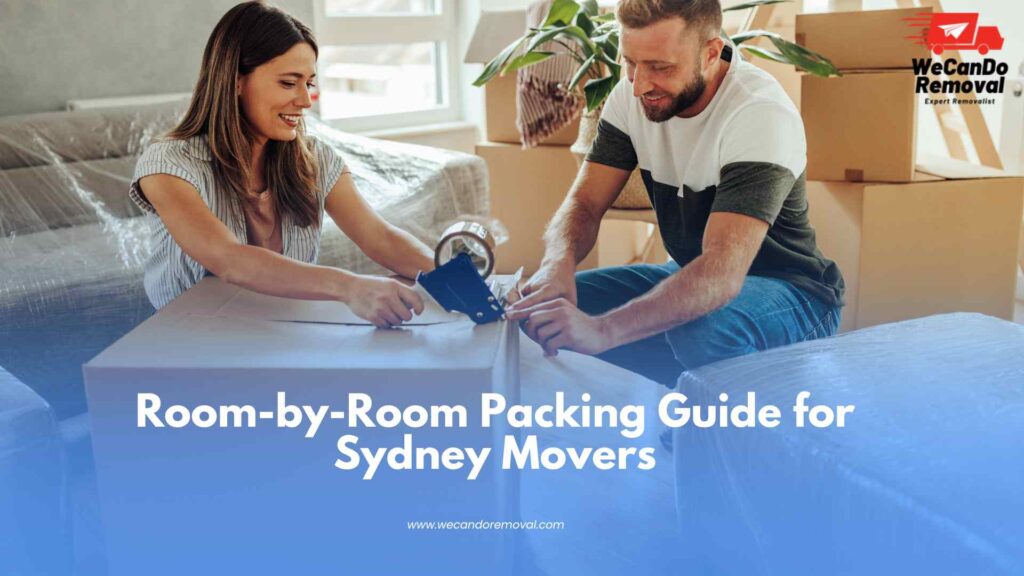 Room by room packing method used for efficient home moving.