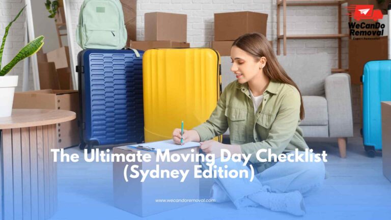 Moving day checklist with boxes, notes, and packing supplies ready.