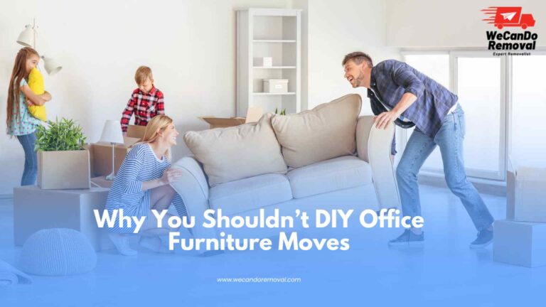 Commercial movers completing an office furniture removal efficiently.