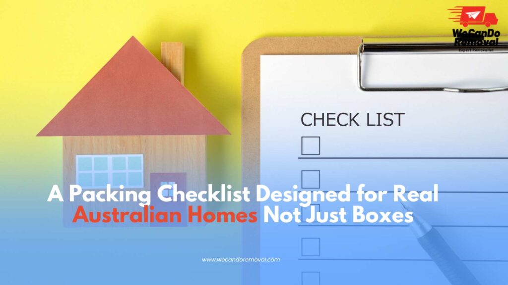 Close-up of a Packing Checklist note in an Australian home