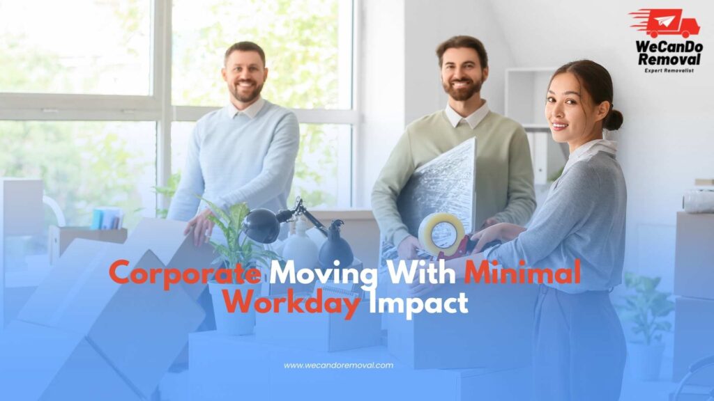 Corporate Moving team loading office equipment for relocation.